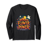 Flower Power Halloween Hippie Floral 1960's Pumpkin Ghost Long Sleeve T-Shirt