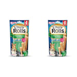 INABA Churu Rolls - Friandises pour Chats à Nourrir à la Main - Délicieux Snacks pour Chats avec Une Garniture crémeuse - Poulet enrobé de Thon (Lot de 2)