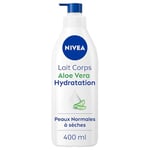 NIVEA Lait corps à l'Aloe Vera Hydratation 72h (1 x 400 ml) — Lait hydratant à l'Acide Hyaluronique pur — Crème hydratante corps rafraîchissante pour peaux normales à sèches