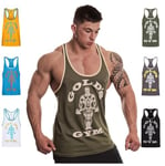 Gold's Gym UK GGVST004 Mens Training Sports Fitness Tank Top Muscle Joe Contrast Stringer Vest, Army Marl/Cream, Medium