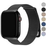 Fullmosa Compatible with Apple Watch Straps 46mm 45mm 49mm 44mm 42mm, Magnetic Milanese Loop Replacement for Women Men for Series 10 9 8 SE2 7 6 SE 5 4 3 2 1 Ultra 2 1, Black