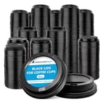 Nationwide Paper Black 8oz Plastic Lids for Coffee Cup, Insulated Disposable Coffee Cups Lids for Takeaway Drinks, Leak Proof Lids for Triple Walled Ripple Coffee Cups - 100 Lids