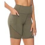 MAZS Short de Cycliste de Sport de Remise en Forme Taille Haute pour Femme Short de Course d'entraînement de contrôle de l'abdomen avec Poche