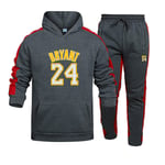 XIKONG Mens Kobe Lakers #24 Hooded Tracksuit Set, Mens Basketball Uniform Jogging Bottoms Hoodies Trousers Sports Sets grey-S