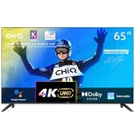 CHIQ U65H7C, Smart TV de 65 Pouces, UHD, 4K, Dolby Vision,Bluetooth, Google Assistant, Netflix, Prime Video, 3 HDMI, 2 USB