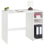 Bureau LIAM avec rangement caisson avec 2 étagères réglables en hauteur, en pin massif lasuré blanc