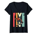 Womens Snowboarder FIVE Snowboarding Children 5 Years Birthday V-Neck T-Shirt