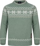 Gridarmor Kids' Snøkrystall Round Neck Ullgenser Green/White/Beige, 98/104