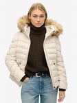 Superdry Fuji Faux Fur Hood Padded Jacket - Grey, Grey, Size 14, Women