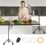 Roulettes Pivotantes Avec Frein Pour Anneau Lumineux Avec Trépied, Support De Caméra Aérienne Avec Ring Light, Support Téléphone Pour Enregistrement Vidéo, Cuisine, Streaming En Di[VID064296]