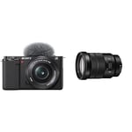 Sony Alpha ZV-E10 | Appareil Photo vidéo Hybride APS-C Vlog avec Optique Zoom motorisée 16-50mm f/3.5-5.6 (vlogging, vidéo 4K) Gris + Sony SELP18105G E PZ 18-105 mm f/4.0 G | Objectif Zoom APS-C