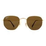 Ray-Ban Sunglasses Hexagonal 3548N 001/57 Gold Brown Polarized 51mm