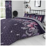 GC GAVENO CAVAILIA Printed Duvet Cover Set Parure de lit réversible avec Housse de Couette et taies d'oreiller Facile d'entretien, Polycoton Coton, 50% Polyester, Plume Violet, Simple