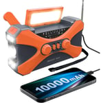 10000mah Nödradio Solar Handvev Radio Bärbar Am/fm/noaa Väderradio Med Telefonladdare Ficklampa qd best- Perfet Orange