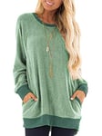 iChunhua Womens Long Tops to Wear with Leggings Baggy Sweatshirt Plus Size Tunic Tops Green S