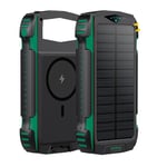 4Smarts Titanpack UltiMag 20W PowerBank 20.000mAh med Solceller, USB-C och 2 X USB-A - MagSafe-Kompatibel - Svart / Grön