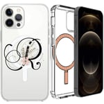 Mixroom - Coque pour Apple iPhone 12 Mini avec cercle magnétique compatible avec l'alimentation MagSafe Initiale lettre R avec fleurs