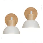 2PCS)-Applique Murale Nordique Moderne Lampe Murale Bois Métal Applique Murale D'Intérieur Minimaliste, Blanche E27 Pour Chambre à Coucher, Bureau