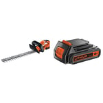 BLACK+DECKER Taille-Haies Sans Fil 18V, Taille-Haies Electrique 45 cm avec Batterie 2 Ah, Ecartement 18 mm & Batterie Lithium 18V 2 Ah, Compatible avec Tous Les Outils 18V BLACK+DECKER