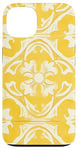 Coque pour iPhone 13 Carrelage floral jaune avec détails ornementaux