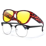 TJUTR Night Driving Over Glasse for Women Men Polarised Anti Glare Yellow Night Vision Glasses for Driving at Night Time