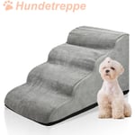 Hengda Escalier pour Chien Chat Échelle pour Chien en Éponge de Haute Densité Rampe Élargie pour Chien en Pente Douce à 4 Marches 72x40x40cm (gris)