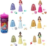 Mattel Disney Princess Toys, Royal Color Reveal Doll with 6 Unboxing Surprises, Party Series with Celebration Accessories, Only 1 character included, HMK83