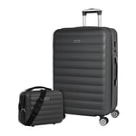 ITACA - Set of 3 Trolley suitcases 50/60/70, ABS. Extensible. Rigid, Resistant and Light. Telescopic Handle, 2 Handles, 4 Wheels. Lock Integrated. Small Low Cost, Anthracite