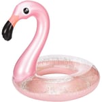 Rosa uppblåsbar, glitter flamingo boj, jätte flamingo vuxen flytande uppblåsbar sommar simring söt leksak för strand pool fest 90cm