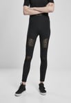 Urban Classics Svarta leggings med spets i leopardmönster (Svart,XS)