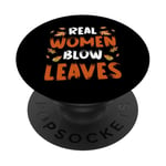 Real Women Blow Leaves Autumn Leaf Blower PopSockets Adhesive PopGrip