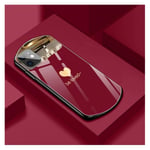 Luxury Cute Oval Heart-Shaped Tempered Glass Phone Case for iPhone 12 11 Pro Max XSmax XR X SE 8 7 Plus Mirror Silicone Cover，For iPhone XR|Red