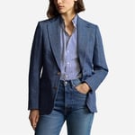 Herringbone Linen-Blend Blazer - Blue Herringbone