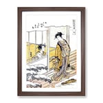 Elegant Play In The Four Seasons By Isoda Koryusai Asian Japanese Framed Wall Art Print, Ready to Hang Picture for Living Room Bedroom Home Office Décor, Walnut A3 (34 x 46 cm)