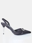 Public Desire Crux Sling Back Court Shoes - Black, Black, Size 3, Women