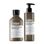 L’Oreal Professionnel, Absolut Repair Molecular Hair Shampoo and Rinse-Off Serum Set, Repairs Damage and Restores Strength, Instant Transformation, For All Damaged Hair Types, SERIE EXPERT