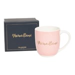 DRAEGER PARIS | Mug rose en céramique "Merveilleuse" | Mug original Idée Cadeau Meilleur Amie, Copine, Sœur, Maman, Mamie | Mug café avec coffret Cadeau