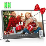 Desobry 18 inch Portable TV with Freeview, 6000mAh Rechargeable Small TV with Antenna, 12V Mini TV Built Digital DVB/T2 Tuner, Support USB/HDMI/RCA/AV Input