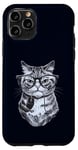 Coque pour iPhone 11 Pro Chat ringard tenant une souris d'ordinateur mignon chaton geek