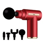 Zyle ZY29MGRD Red 20-Watt Rechargable Impact Massager Gun w/ 4 Replacement Heads