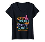 Womens Halloween Hocus Pocus Night Witch Hat Pumpkin V-Neck T-Shirt