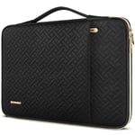 DOMISO 16 Pouces Housse Ordinateur Portable Sac de Transport PC pour 16" Dell ASUS HP Chromebook Samsung Notebook,Zip Doré La Mode Protection Pochette/Sac PC Portable Antichoc Étanche,Noir