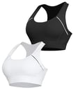 Irdcomps Brassiere Sport Femme Soutien Gorge Sport sans Armature Soutiens-Gorge de Sport Brassière Lingerie Sport sans Couture Seamless sous-Vêtements de Sport Push Up pour Yoga Course Noir+Blanc M