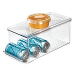 iDesign bac rangement frigo à couvercle, petite boîte conservation alimentaire en plastique pour neuf canettes, boîte alimentaire pour conserves, transparent