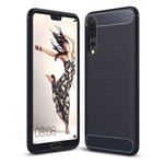 Coque Téléphone Housse pour Huawei P20 Pro Etui Adhésif Aspect Carbone Étui Bleu