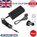 Universal 12v 5a Ac Power Supply Adapter Charger For Pc Lcd Led Tv Monitor Only