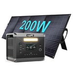 SOLARPLAY Station électrique portable 2400w, 2160wh Générateur solaire avec 1*200W panneau solaire, avec 12 connecteurs de sortie, pour camping, camping-cars & pannes de courant avec 5 ans de garantie