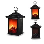 LED Fireplace Lantern Flamless Log Fire Effect Vintage Lamp Christmas Decoration