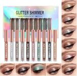 10 Colors Glitter Liquid Eyeshadow Set Metallic Glitter Shimmer Smokey Eye Looks