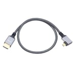 Câble adaptateur micro HDMI vers HDMI 4K,angle droit à 90 degrés Micro HDMI mâle vers HDMI mâle Câble court en nylon tressé en aluminium,prise en charge 4K UHD,50 cm (gris)